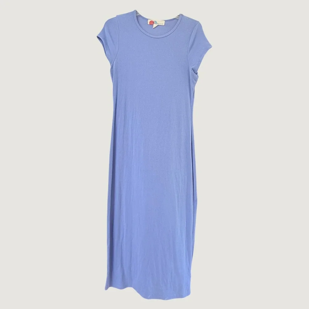 Free People Beach Periwinkle Blue Cap Sleeve Maxi Column Dress Womens Medium